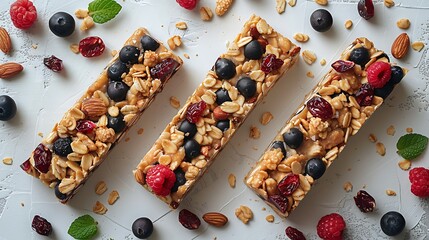 Wall Mural - **Healthy homemade granola bars on a plain background