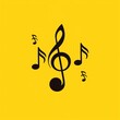 © AQ Arts - A vibrant, youthful logo for a music production company, using musical notes on a solid yellow background.