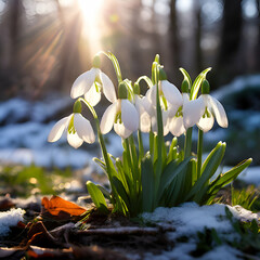 Sticker - snowdrops in the snow