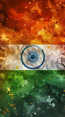 Wall Mural - Modern Indian Independence Day banner template with Indian flag and celebratory 15th August design.