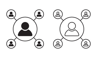 Poster - Communication friends partners signs, business network,, Set of business network icon. Work networking symbol, social networks, people and diagram.
