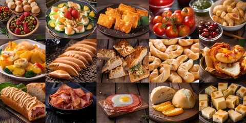 Wall Mural - Different Types of Food Collage