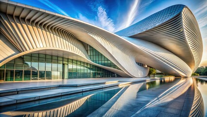 Canvas Print - Sculptural architecture featuring unique curves and angles, Sculptural, architecture, modern, design, abstract