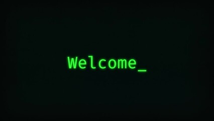 welcome typewriter animation, retro computer screen typing animation, title animation