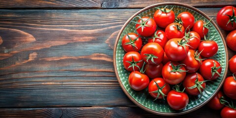 Sticker - Plate of fresh ripe red tomatoes, tomatoes, plate, fresh, ripe, red, vibrant, organic, healthy, summer, produce, vegetables