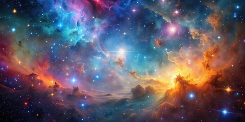 Canvas Print - Night sky with vivid stars and colorful nebula , stars, night, sky, space, universe, galaxy, astronomy, nebula, celestial