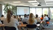 © Santorn - Energizing Corporate Wellness Seminar: Employees Engaged in Stress Management Workshop in Bright Office Setting