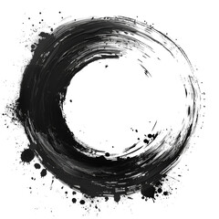 Ink Circle Brush Stroke Isolated on Transparent or White Background, PNG