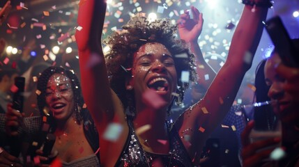 Fototapete - The joyful party crowd