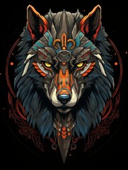 Wolf with Tribal Design