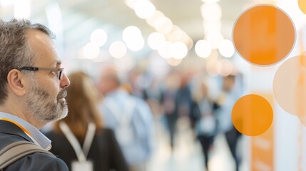 Poster - A vibrant scene of educators at a conference, networking and sharing knowledge, with presentation booths and educational banners around
