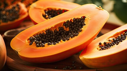 Poster - A papaya cut in half