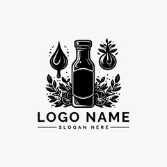 bottle sauce modern logo design vector