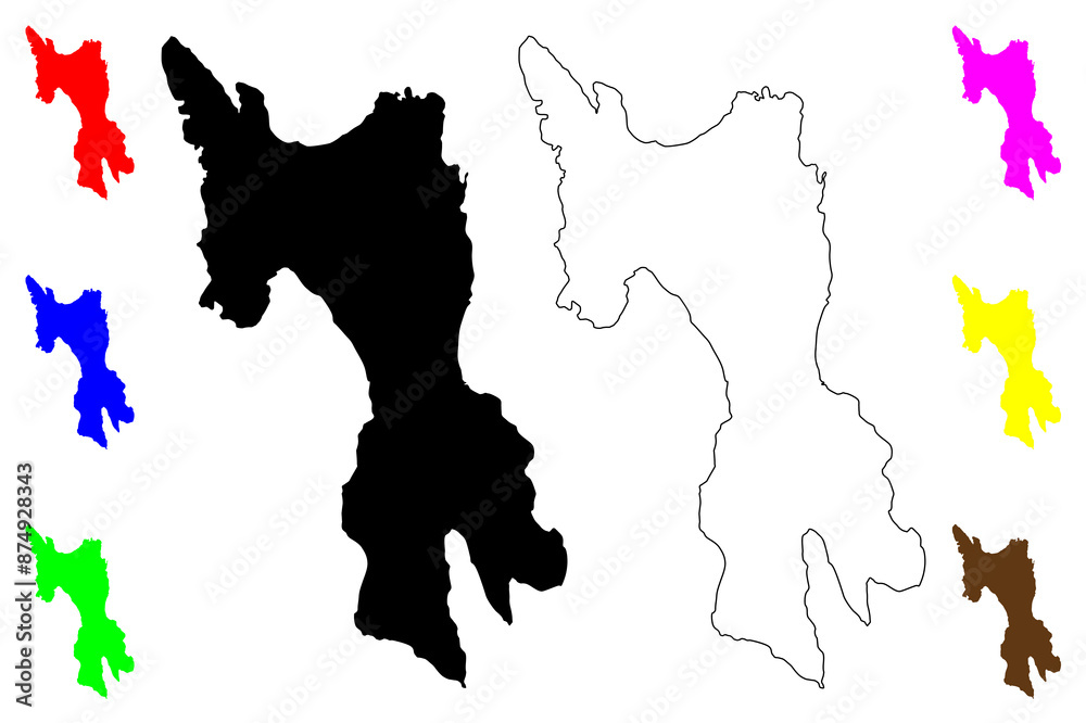 Leyte island (Southeast Asia, Republic of the Philippines, Visayan Islands or archipelago) map vector illustration, scribble sketch Leyte map