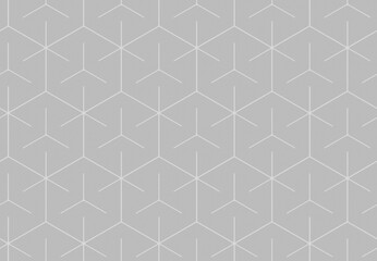 Poster - Seamless pattern of light gray geometric hexagonal shapes on grey background. Abstract and modern high resolution full frame background with repeating pattern.