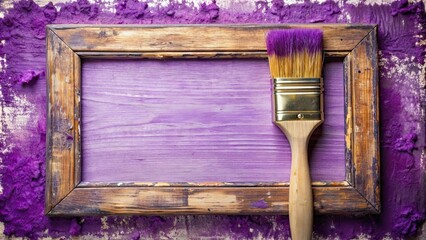 Poster - Messy purple paint border on paintbrush frame, paintbrush, frame, messy, purple, violet, paint, border