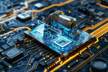 Poster - Futuristic Technology: Circuit Board and Mechanical Arm