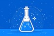 © Leo Rohmann - Vibrant chemistry illustration with flask icon on blue background, laboratory theme, bubbles and sparkles, educational science vector graphic