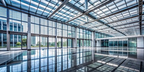 Canvas Print - Modern interior of a building made of glass and steel, modern, interior, building, glass, steel, contemporary, architecture