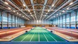 © Sujid - Indoor athletics facility with synthetic track, long jump areas, and vaulting equipment , sports, athletics