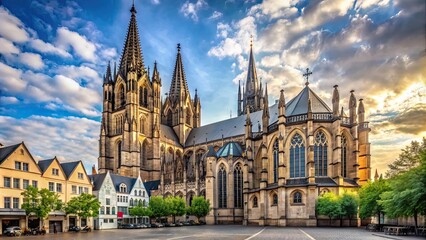 Wall Mural - Historic St. Severin Church in Cologne, Germany with ornate Gothic architecture and tall spires, Germany, Cologne