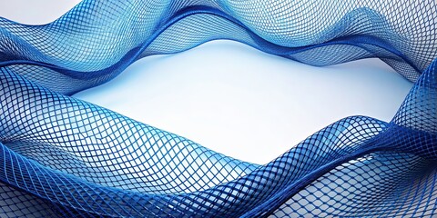 Canvas Print - rendering of a blue mesh with elegant curves, , rendering, blue, mesh, elegant, curves, abstract, background, digital