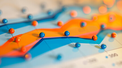 Poster - Economy graphs uptrend, blue and orange
