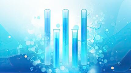 Wall Mural - A test tube with blue liquid containing DNA strands floating above it