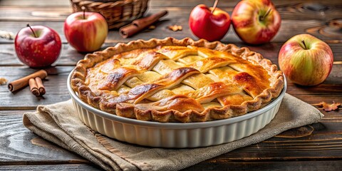 Sticker - Hot apple pie fresh from the oven with a golden, flaky crust , delicious, dessert, baking, homemade, slice, golden, sweet