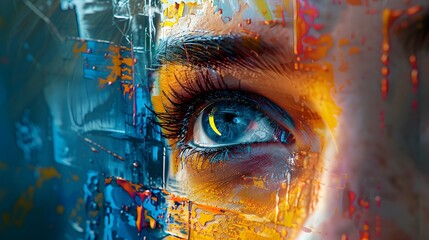 Poster - Captivating AI Assisted Digital Portrait with Vibrant Abstract Enhancements
