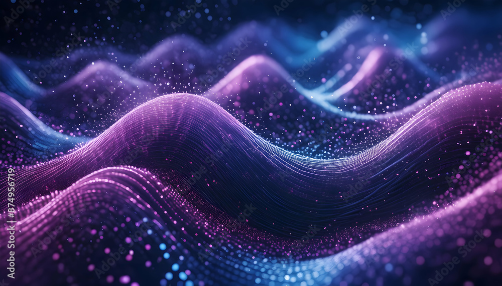 Abstract digital artwork of a swirling blue and purple wave Digital ...