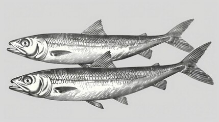 Two realistic fishes are depicted in a simple, minimalistic style.