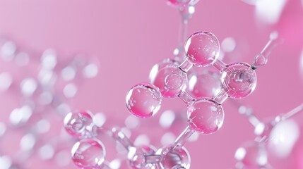 Canvas Print - Close up of sugar molecule on pink background with text space