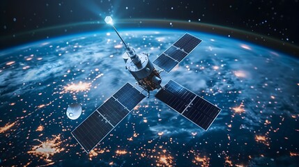 Poster - Satellite Communication Network Visualized in Space Connecting Remote Regions with Advanced Technology