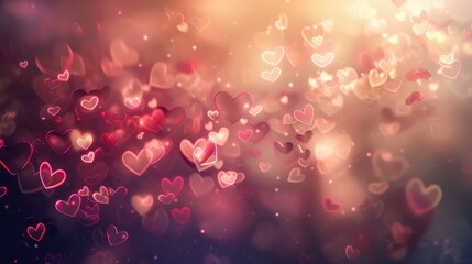 Canvas Print - Soft vintage background with blurred heart bokeh for Valentine s Day