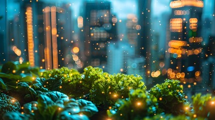 Poster - Envisioning Smart Urban Farming Vertical Gardens and AI Powered Resource Management in a Futuristic Cityscape
