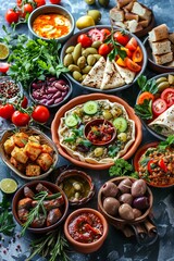 Wall Mural - Flavorful Middle Eastern Mezze Platter, Exotic, Diverse, Shareable, Cultural Experience, Traditional 