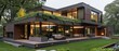 © Starkreal - Contemporary Elegance: Luxurious Modern House Exterior with Rooftop Garden and Chic Outdoor Seating