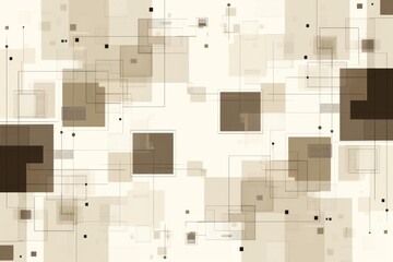 Poster - Beige and brown geometric pattern with retro style, abstract squares design for backgrounds