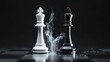 © Flowaiart - Black and white chess kings midfall dark background dramatic lighting high contrast