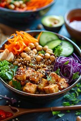 Wall Mural - Vibrant Vegan Buddha Bowl, Nutrient-packed, Fresh, Wholesome, Plant-powered,