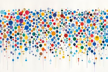 Poster - Playful multicolored dots with drips on a white background, whimsical abstract illustration