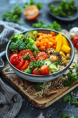 Wall Mural - Wholesome Quinoa Bowl, Nutrient-rich, Fresh Vegetables, Superfood, Balanced, 