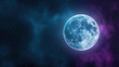 © CrazyJuke - Stunning purple and blue starry night sky featuring a beautiful full moon sourced from .