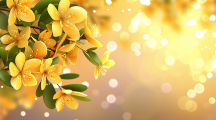 Wall Mural - Stunning yellow summer background with blurred nature elements.