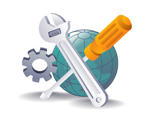 Leinwandbilder - Management of Repair Services flat illustration