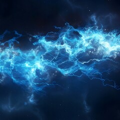 Poster - Pulsing Electric Energy Waves in Dark Void Creating Intricate Patterns Electric Current Concept with Copy Space