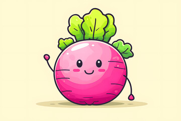 Wall Mural - Flat logo illustration of a cute rutabaga, isolated on plain, simple background. Generative AI