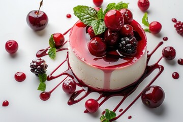 fruit cheesecake dessert , minimal, isolated on white background