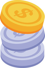 Poster - Golden coin is standing out from a stack of silver coins, representing the concept of success and wealth